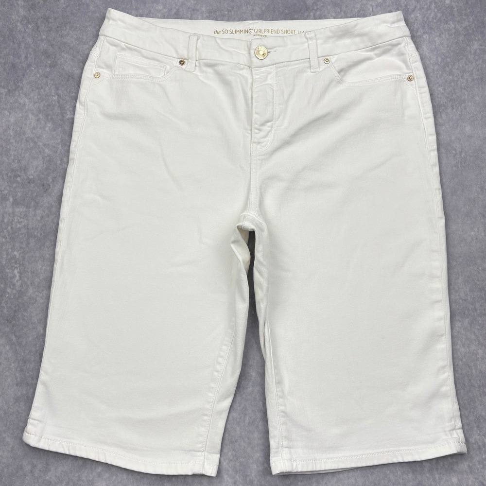 Chico's So Slimming Girlfriend Shorts White Denim Size 1.5 Medium Large 10 12